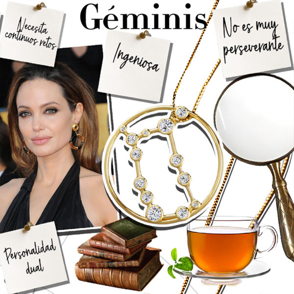 Descubre la vanguardia en la joyería zodiacal con nuestro colgante de oro Géminis, un tributo moderno a la dualidad y encanto del signo en objetos representativos